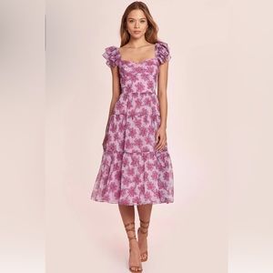 Amanda Uprichard Francia Midi Dress in Porsena Print Sz S